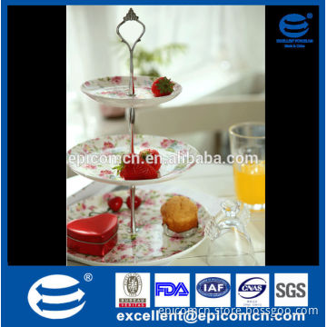 garden series flowery 3 tiers cake stand for party banquet, porcelain cake set
